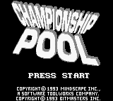 Championship Pool title screen for GameBoy
